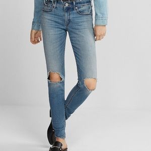 Express Jeans Mid Rise Medium Wash Leggings (14)
